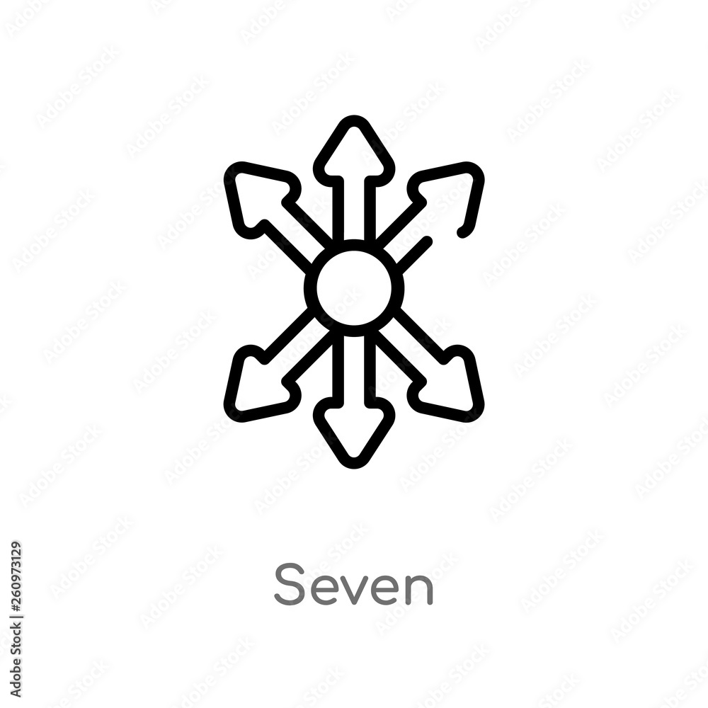 outline seven vector icon. isolated black simple line element illustration from orientation concept. editable vector stroke seven icon on white background outline seven vector icon. isolated black simple line element illustration from orientation concept. editable vector stroke seven icon on white background