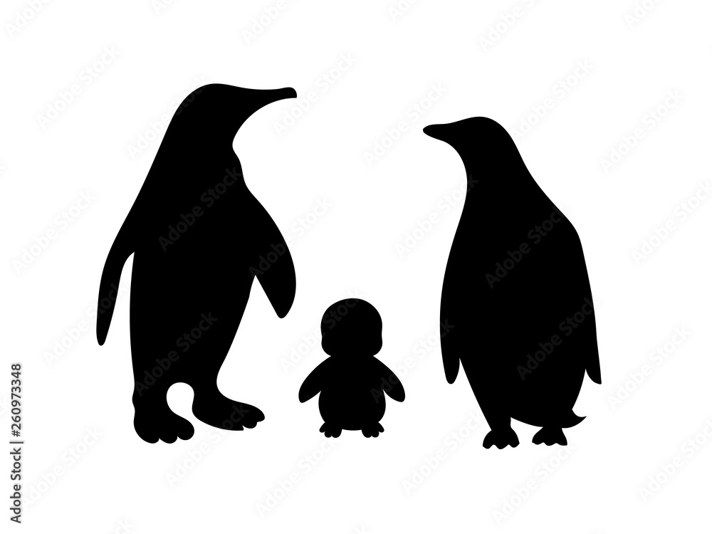 Obraz premium Penguin symbol family loyalty. Animal vector illustration