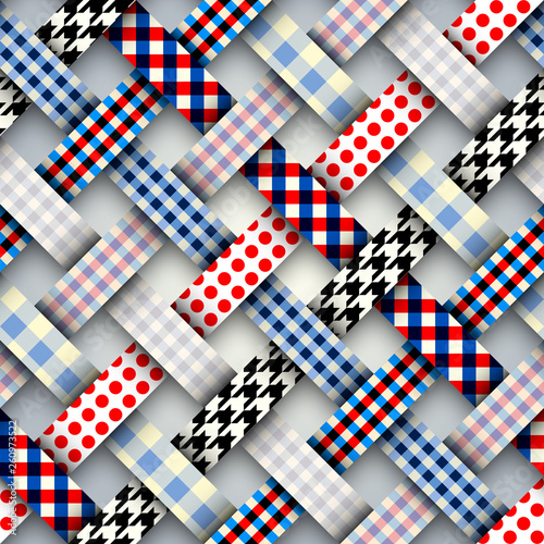 Patchwork textile pattern. Seamless quilting design background.