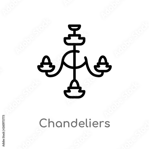 outline chandeliers vector icon. isolated black simple line element illustration from other concept. editable vector stroke chandeliers icon on white background