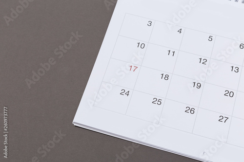 calendar on gray paper background