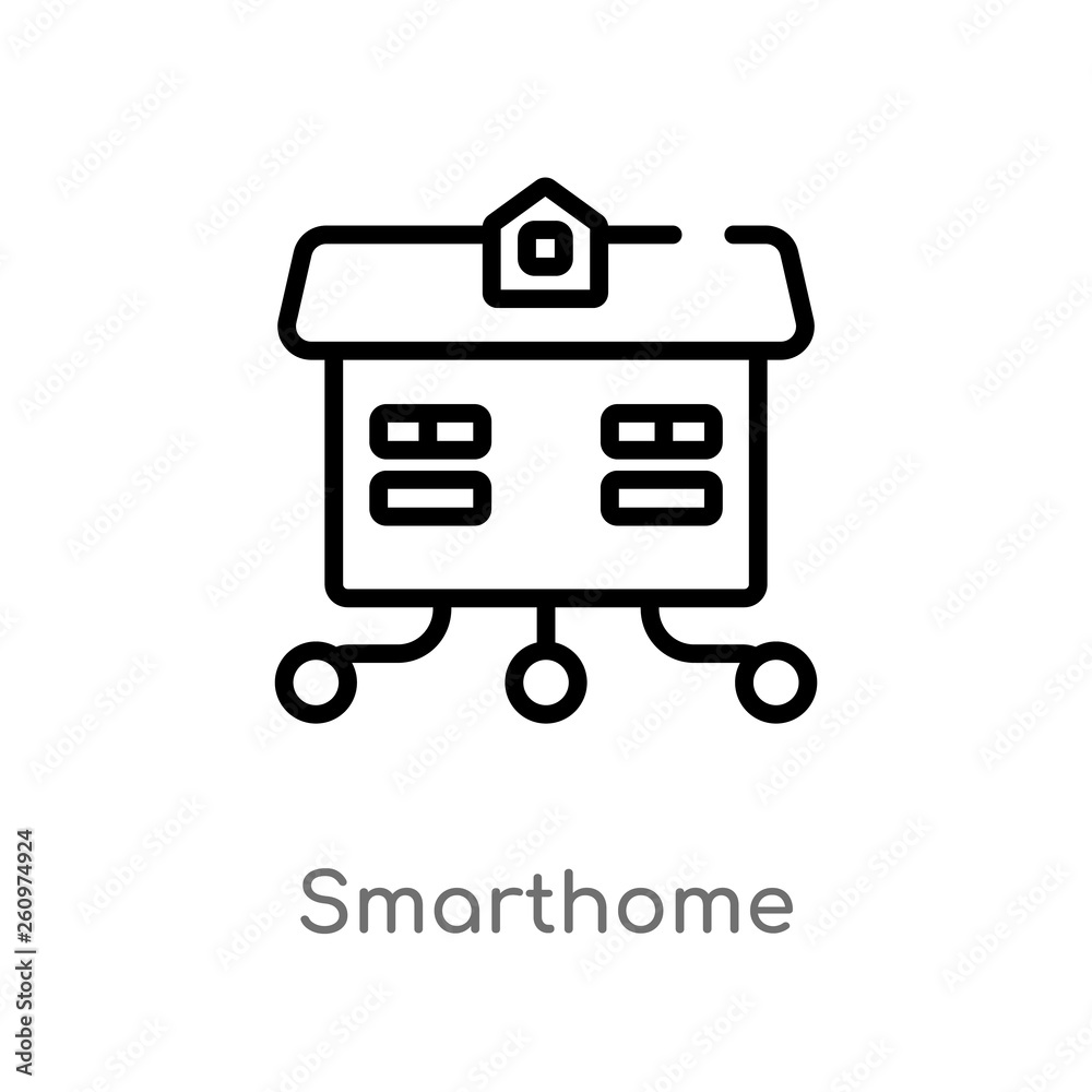 outline smarthome vector icon. isolated black simple line element illustration from other concept. editable vector stroke smarthome icon on white background