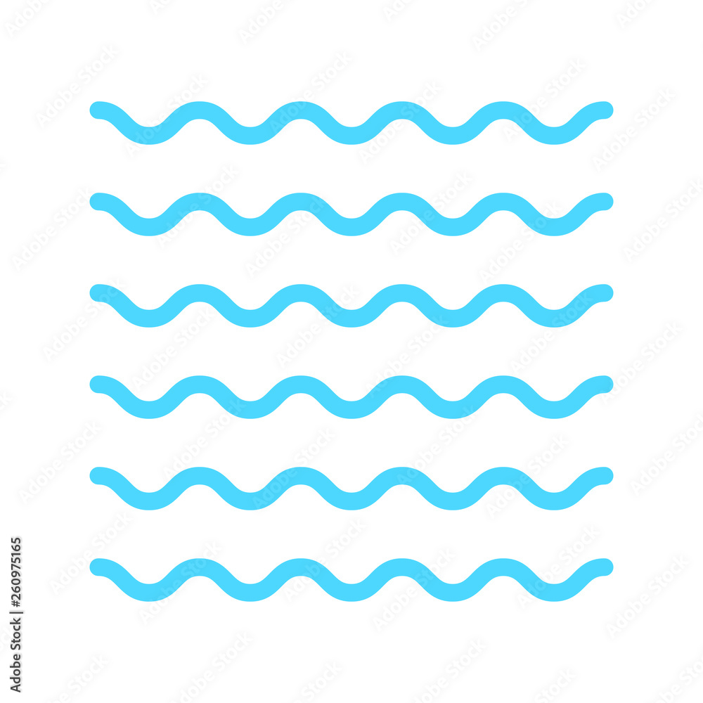 Water wave vector, river water illustration, nature element, ocean or sea symbol