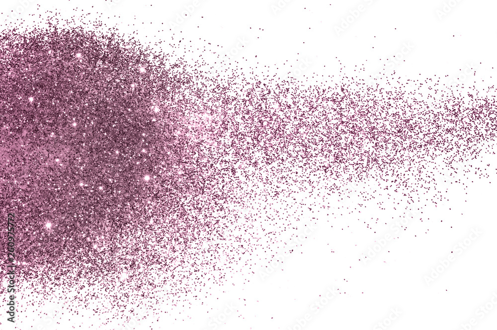 Purple glitter sparkles on white background. Can be used as place for text, for greeting or invitation cards, fashion magazines, web sites etc. Purple glitter sparkles on white background. Can be used as place for text, for greeting or invitation cards, fashion magazines, web sites etc.
