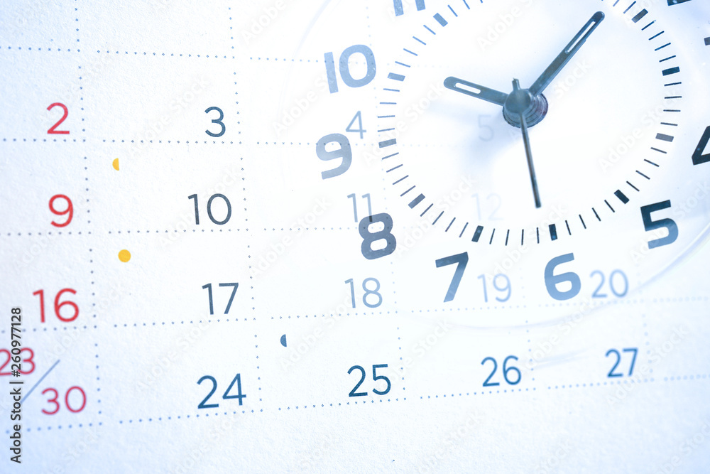 double exposure of calendar and clock for business concept double exposure of calendar and clock for business concept
