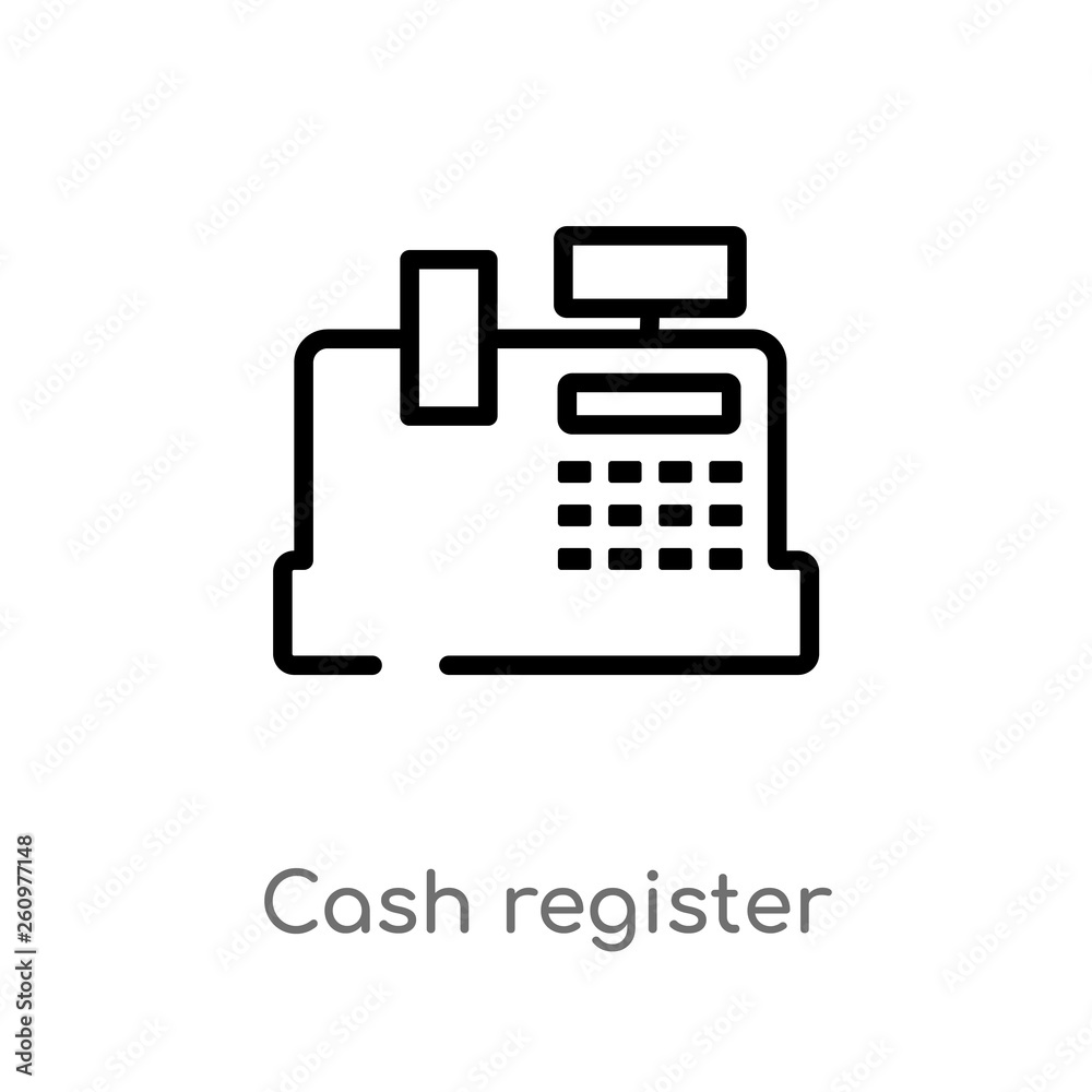outline cash register vector icon. isolated black simple line element illustration from payment methods concept. editable vector stroke cash register icon on white background