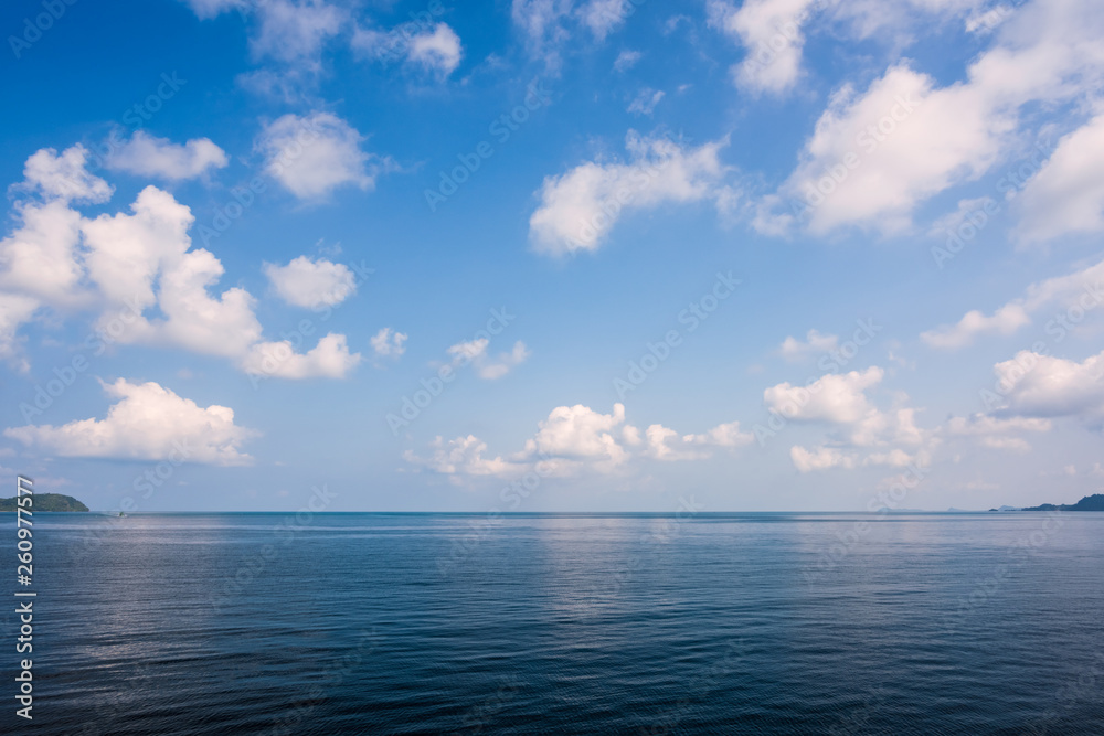 Sea on blue sky with cloud background