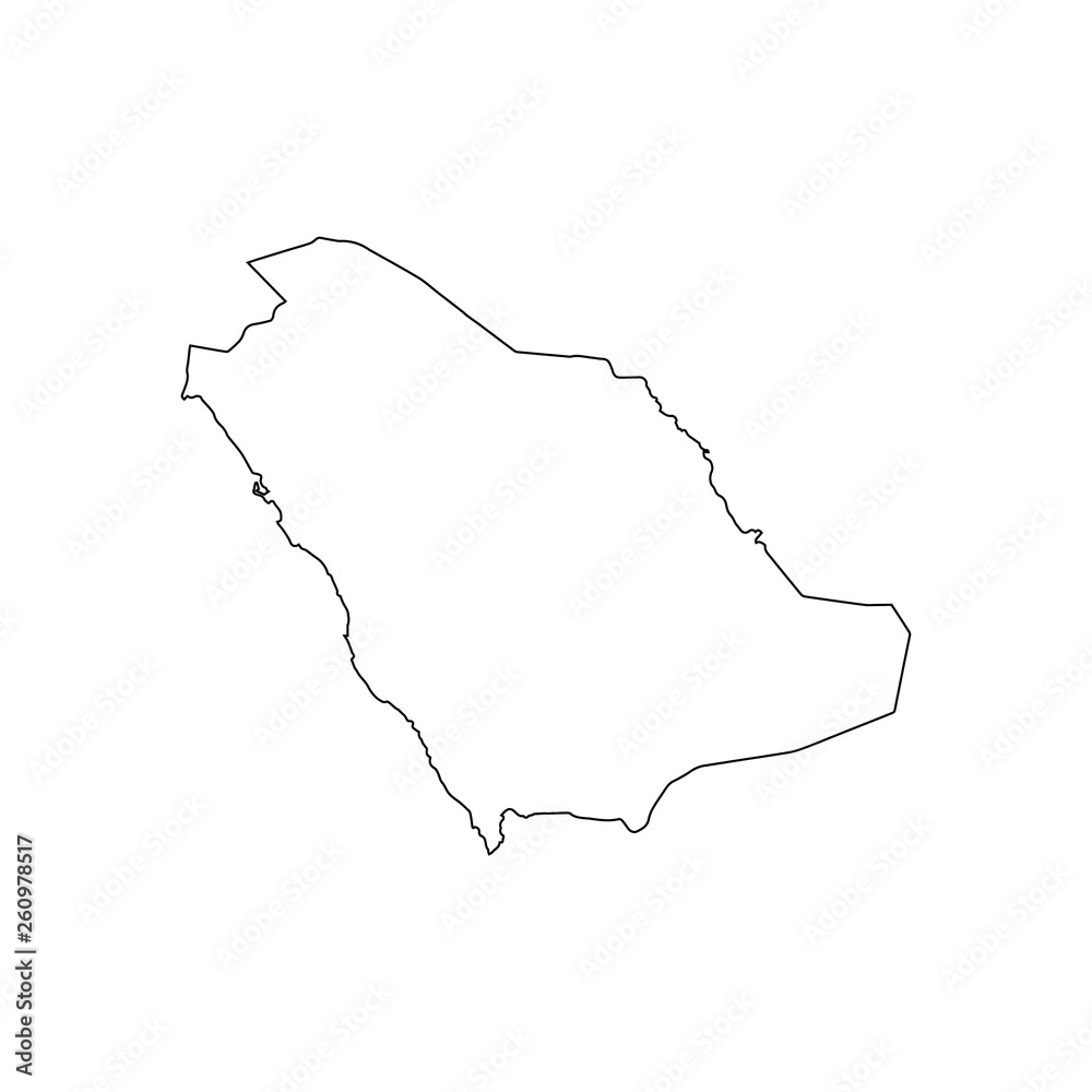 Fototapeta map black outline Saudi Arabia