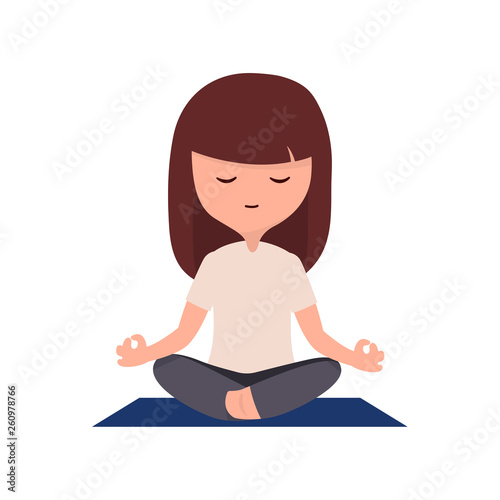 Meditation girl happy mind and life with a beautiful face relaxing avoid stress, relax concept