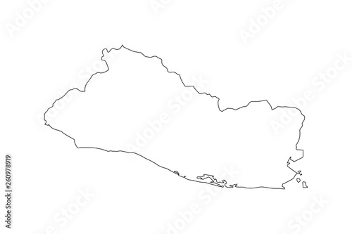 High detailed vector map with contour El Salvador