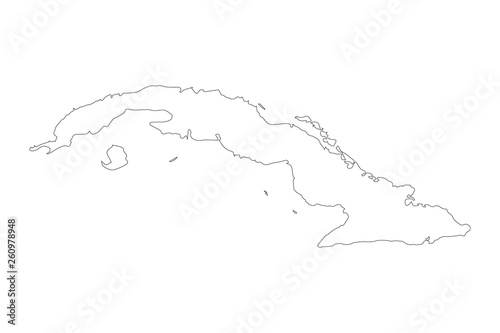 Vector map Cuba. Outline map. Isolated vector Illustration. Black on White background.