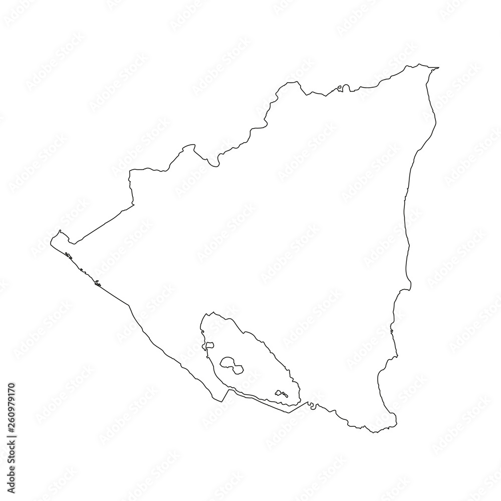 Nicaragua - solid black outline border map of country area. Simple flat Nicaragua - solid black outline border map of country area. Simple flat