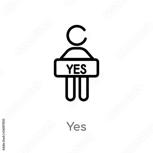 outline yes vector icon. isolated black simple line element illustration from people concept. editable vector stroke yes icon on white background