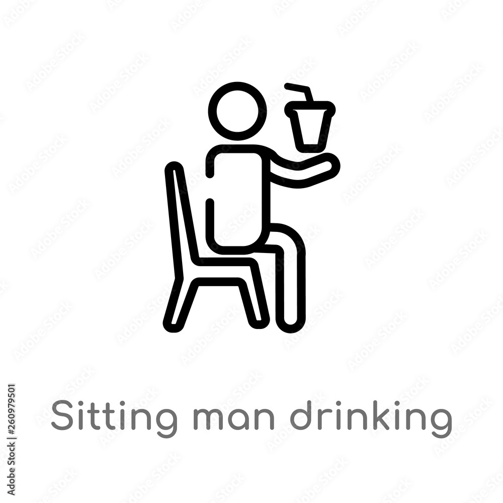 outline sitting man drinking a soda vector icon. isolated black simple line element illustration from people concept. editable vector stroke sitting man drinking a soda icon on white background outline sitting man drinking a soda vector icon. isolated black simple line element illustration from people concept. editable vector stroke sitting man drinking a soda icon on white background
