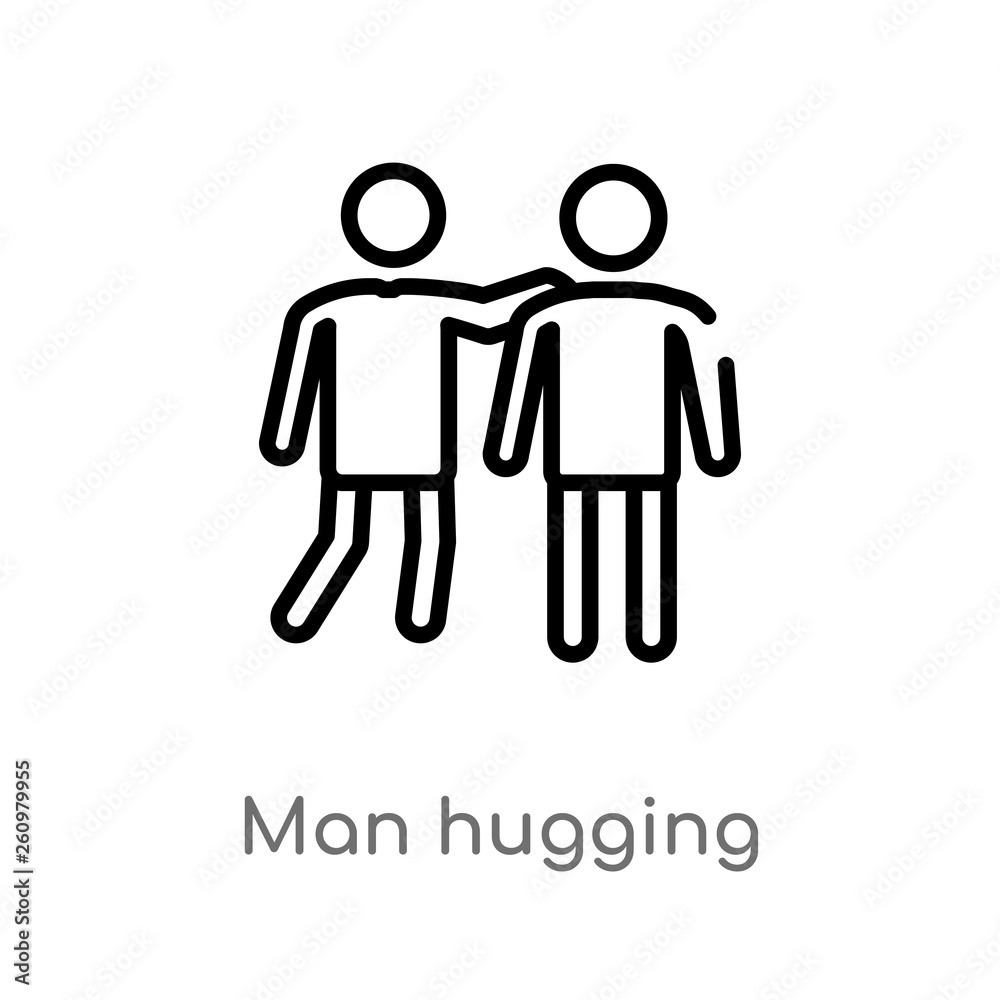 outline man hugging vector icon. isolated black simple line element illustration from people concept. editable vector stroke man hugging icon on white background outline man hugging vector icon. isolated black simple line element illustration from people concept. editable vector stroke man hugging icon on white background
