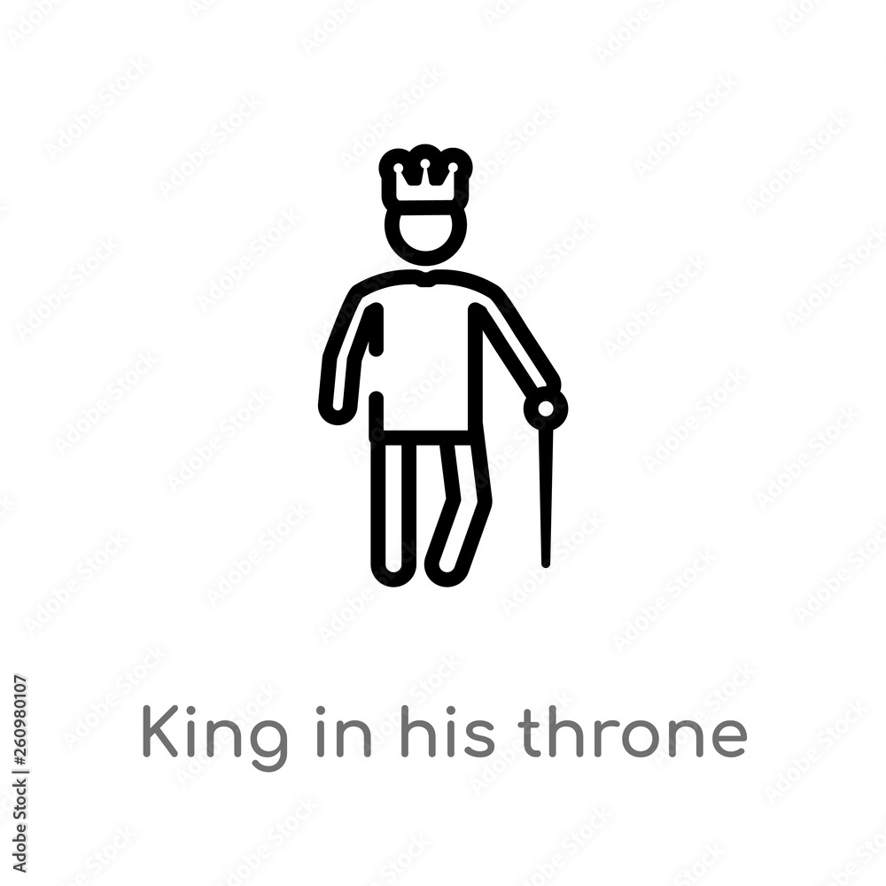 outline king in his throne vector icon. isolated black simple line element illustration from people concept. editable vector stroke king in his throne icon on white background outline king in his throne vector icon. isolated black simple line element illustration from people concept. editable vector stroke king in his throne icon on white background