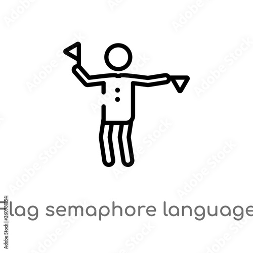 outline flag semaphore language vector icon. isolated black simple line element illustration from people concept. editable vector stroke flag semaphore language icon on white background
