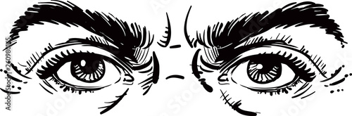 Vector part of the male person s eyes and eyebrows