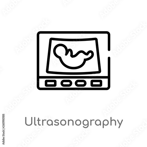 outline ultrasonography vector icon. isolated black simple line element illustration from people concept. editable vector stroke ultrasonography icon on white background