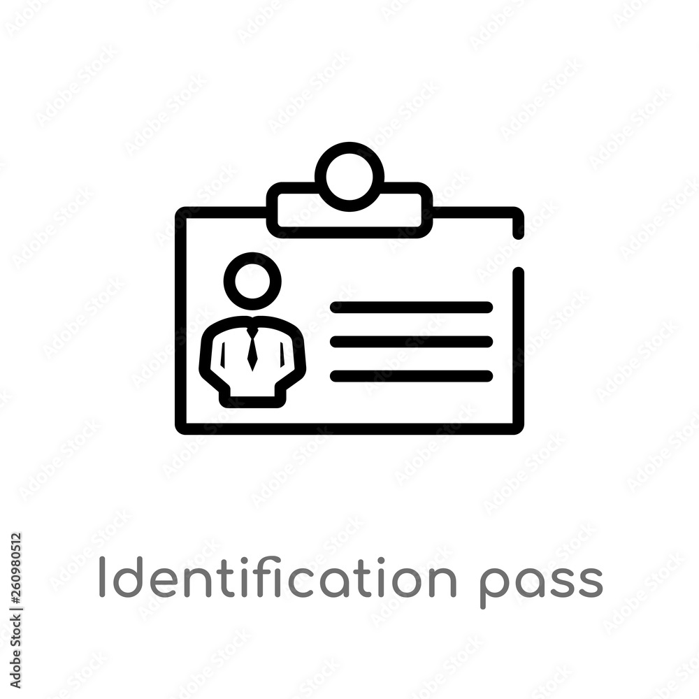 outline identification pass vector icon. isolated black simple line element illustration from people concept. editable vector stroke identification pass icon on white background outline identification pass vector icon. isolated black simple line element illustration from people concept. editable vector stroke identification pass icon on white background