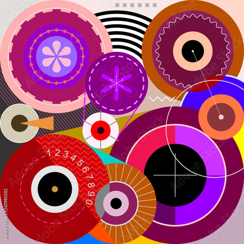 Wheels abstract art vector illustration