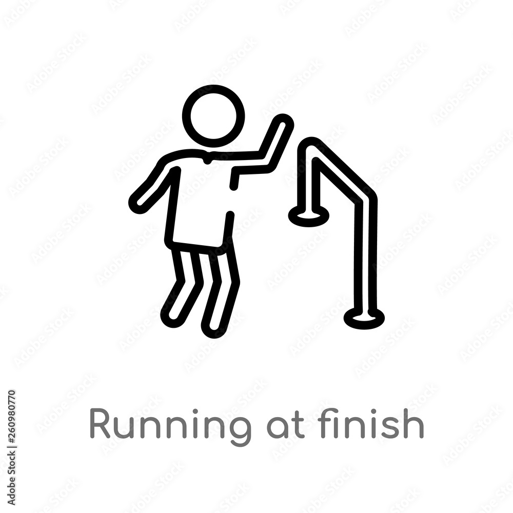 outline running at finish line vector icon. isolated black simple line element illustration from people concept. editable vector stroke running at finish line icon on white background outline running at finish line vector icon. isolated black simple line element illustration from people concept. editable vector stroke running at finish line icon on white background