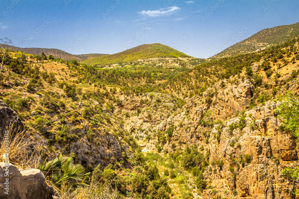 Landscape of the Beni Snassen Mountains in northeast Morocco, Africa.