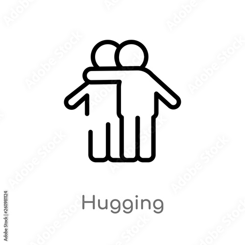 outline hugging vector icon. isolated black simple line element illustration from people concept. editable vector stroke hugging icon on white background