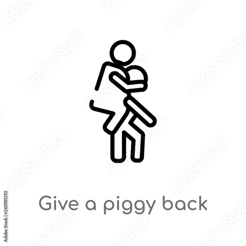 outline give a piggy back ride vector icon. isolated black simple line element illustration from people concept. editable vector stroke give a piggy back ride icon on white background © zaurrahimov