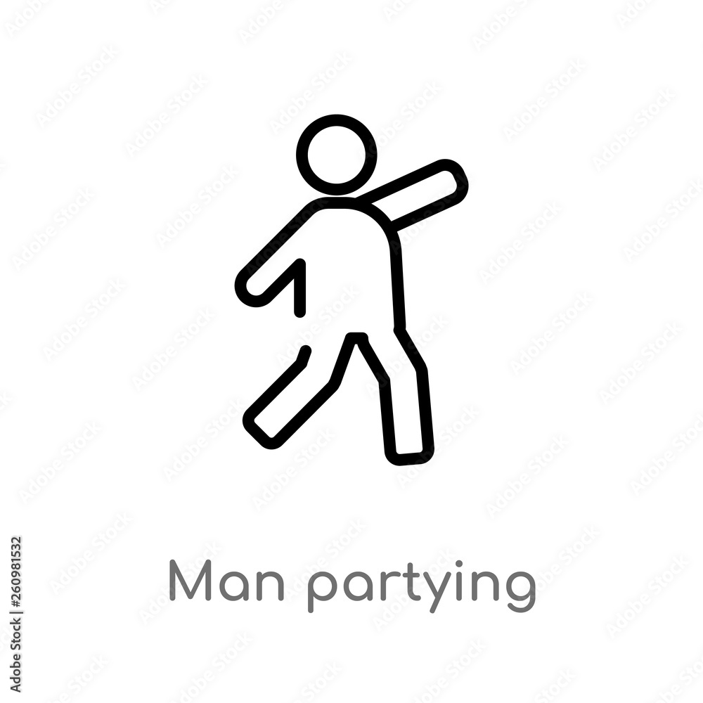 outline man partying vector icon. isolated black simple line element illustration from people concept. editable vector stroke man partying icon on white background