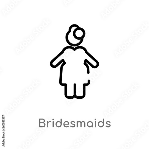 outline bridesmaids vector icon. isolated black simple line element illustration from people concept. editable vector stroke bridesmaids icon on white background