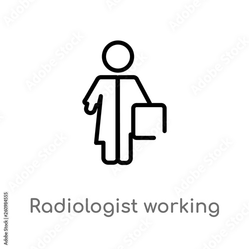 outline radiologist working vector icon. isolated black simple line element illustration from people concept. editable vector stroke radiologist working icon on white background