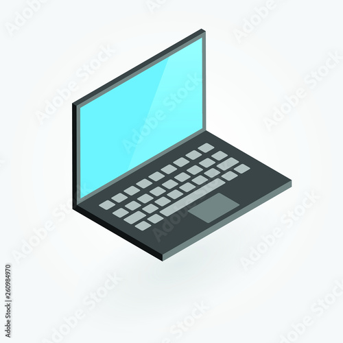 Isometric graphics of modern laptop.