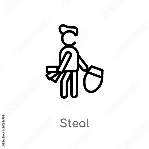 outline steal vector icon. isolated black simple line element illustration from people concept. editable vector stroke steal icon on white background