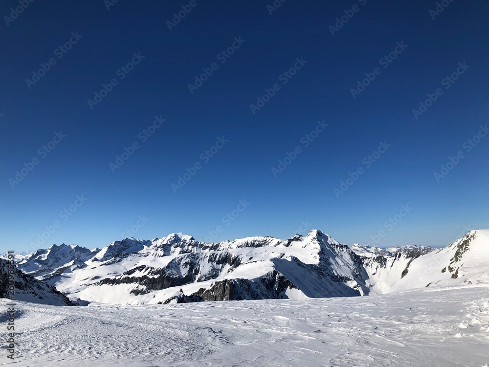 Snowy landscapes and views near Laax, Graubunden, Switzerland