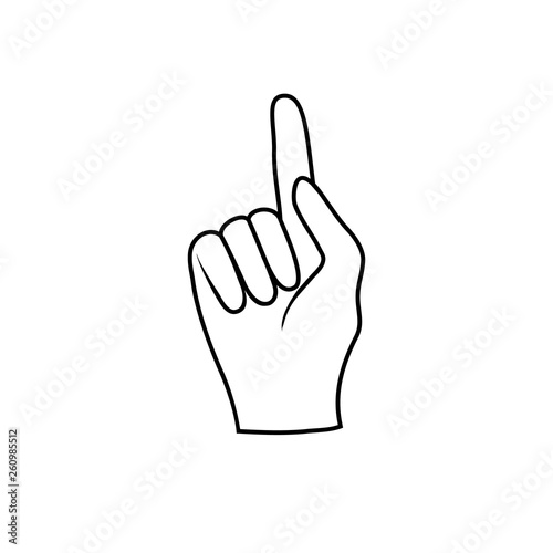 Hand with one finger pointing up line icon. Hand with index finger up vector illustration isolated on white. Pointing outline style design, designed for web and app