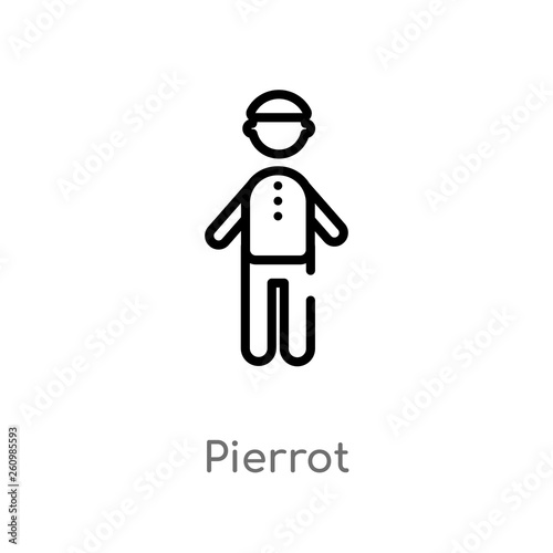 outline pierrot vector icon. isolated black simple line element illustration from people concept. editable vector stroke pierrot icon on white background