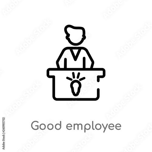 outline good employee vector icon. isolated black simple line element illustration from people concept. editable vector stroke good employee icon on white background