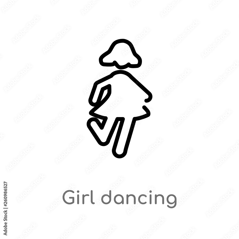 outline girl dancing vector icon. isolated black simple line element illustration from people concept. editable vector stroke girl dancing icon on white background
