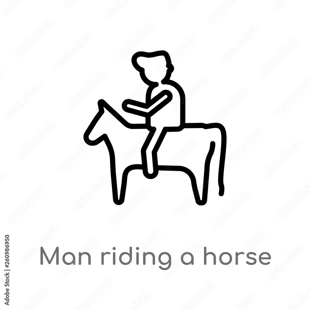 outline man riding a horse vector icon. isolated black simple line element illustration from people concept. editable vector stroke man riding a horse icon on white background outline man riding a horse vector icon. isolated black simple line element illustration from people concept. editable vector stroke man riding a horse icon on white background