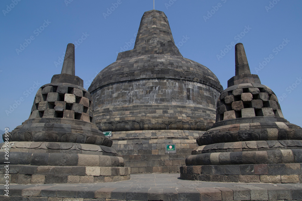 Stoepa of the borobudur temple.The 9th-century Mahayana Buddhist temple Borobudur, Magelang Regency, near Yogyakarta, Java Island, Indonesia. 