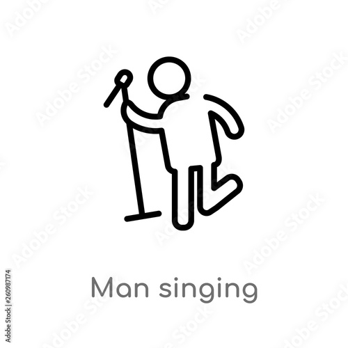 outline man singing vector icon. isolated black simple line element illustration from people concept. editable vector stroke man singing icon on white background