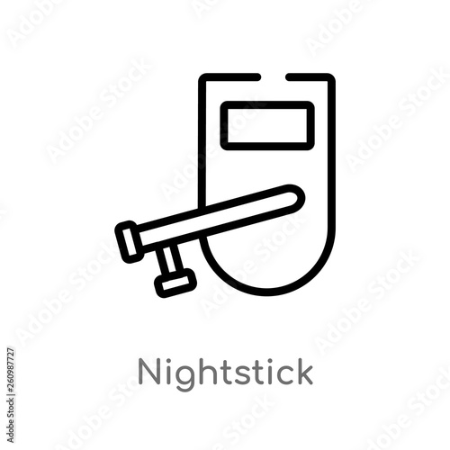 outline nightstick vector icon. isolated black simple line element illustration from political concept. editable vector stroke nightstick icon on white background
