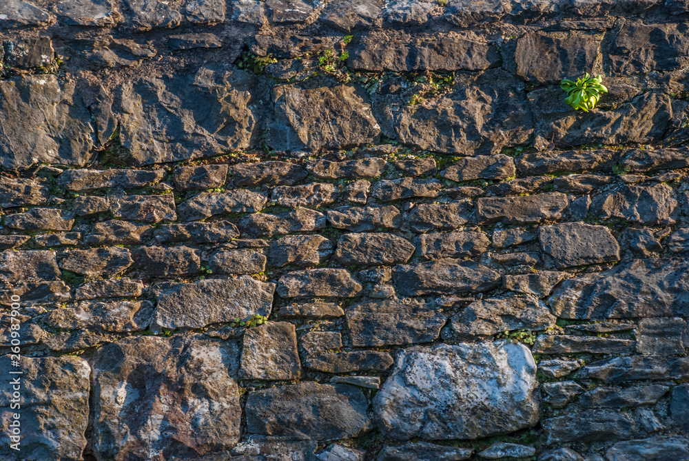 the old stone wall texture.