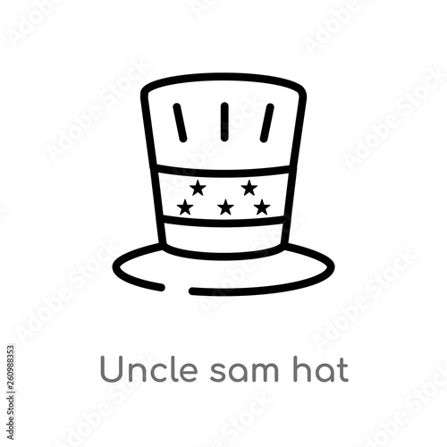 outline uncle sam hat vector icon. isolated black simple line element illustration from political concept. editable vector stroke uncle sam hat icon on white background