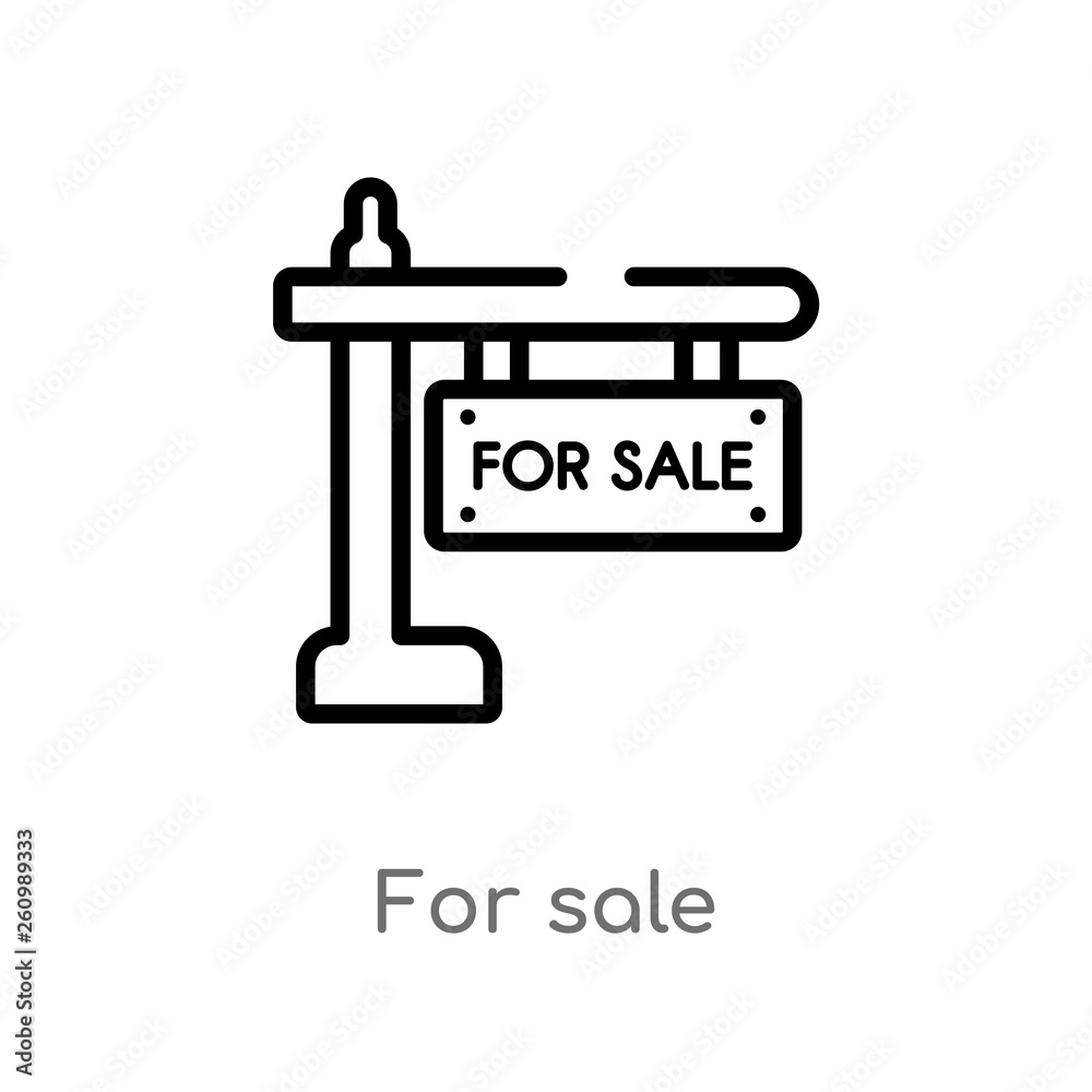 outline for sale vector icon. isolated black simple line element illustration from real estate concept. editable vector stroke for sale icon on white background outline for sale vector icon. isolated black simple line element illustration from real estate concept. editable vector stroke for sale icon on white background