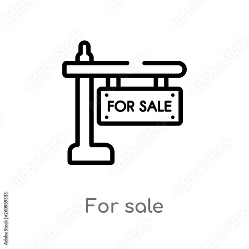outline for sale vector icon. isolated black simple line element illustration from real estate concept. editable vector stroke for sale icon on white background