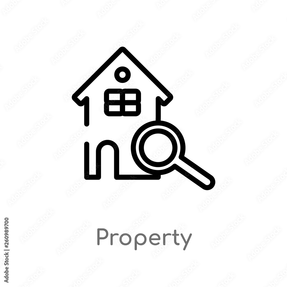 outline property vector icon. isolated black simple line element illustration from real estate concept. editable vector stroke property icon on white background outline property vector icon. isolated black simple line element illustration from real estate concept. editable vector stroke property icon on white background