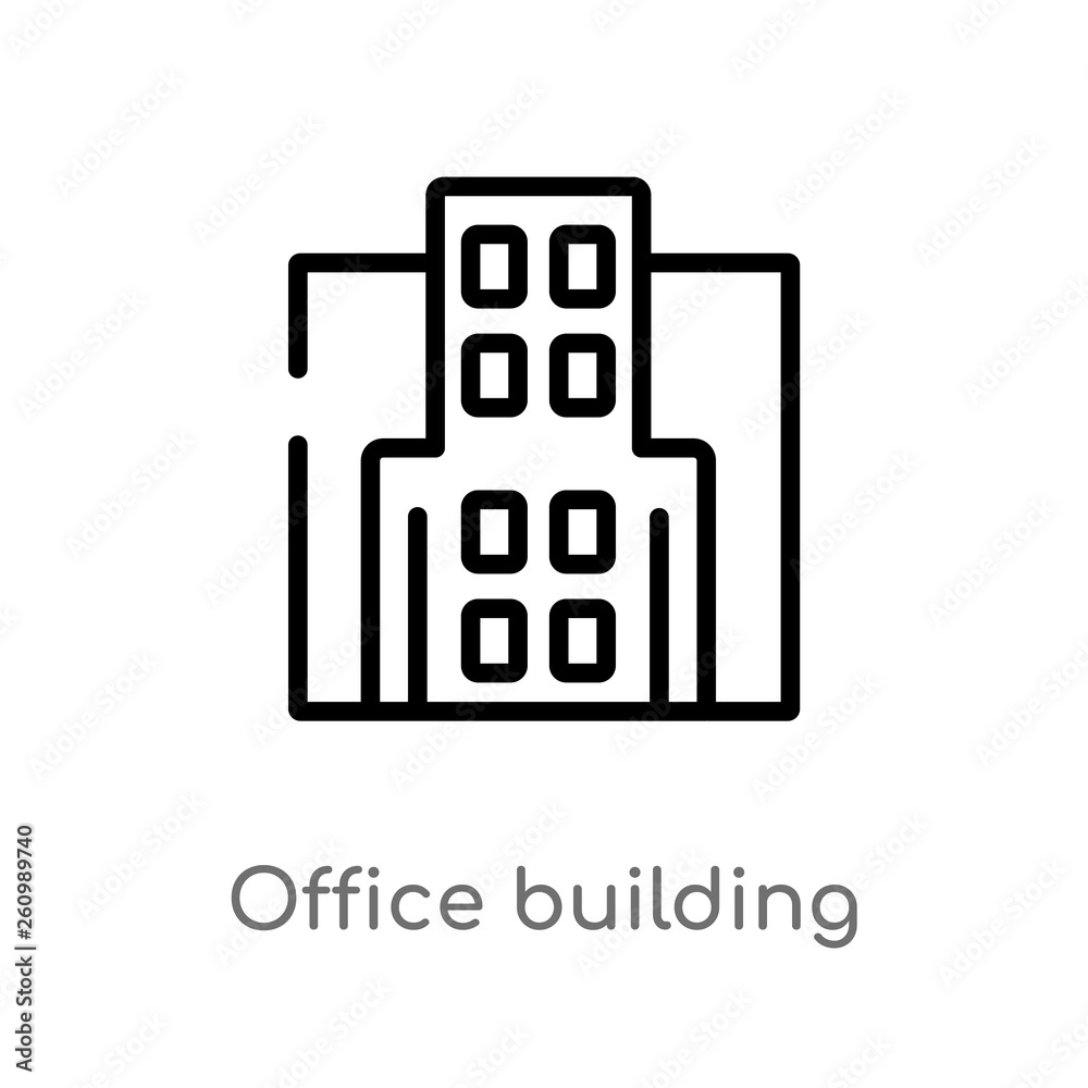 outline office building vector icon. isolated black simple line element illustration from real estate concept. editable vector stroke office building icon on white background outline office building vector icon. isolated black simple line element illustration from real estate concept. editable vector stroke office building icon on white background
