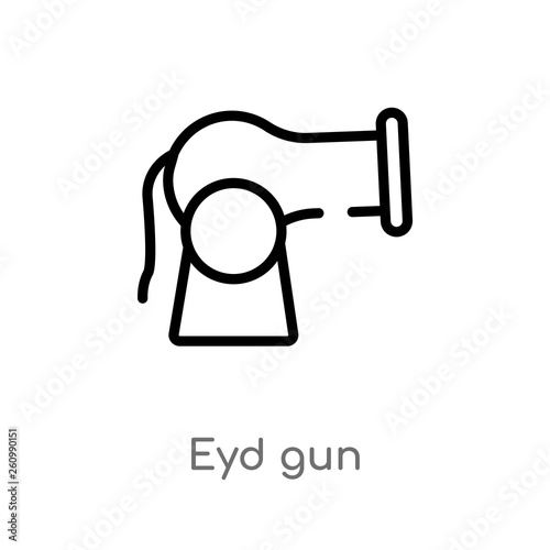 outline eyd gun vector icon. isolated black simple line element illustration from religion-2 concept. editable vector stroke eyd gun icon on white background